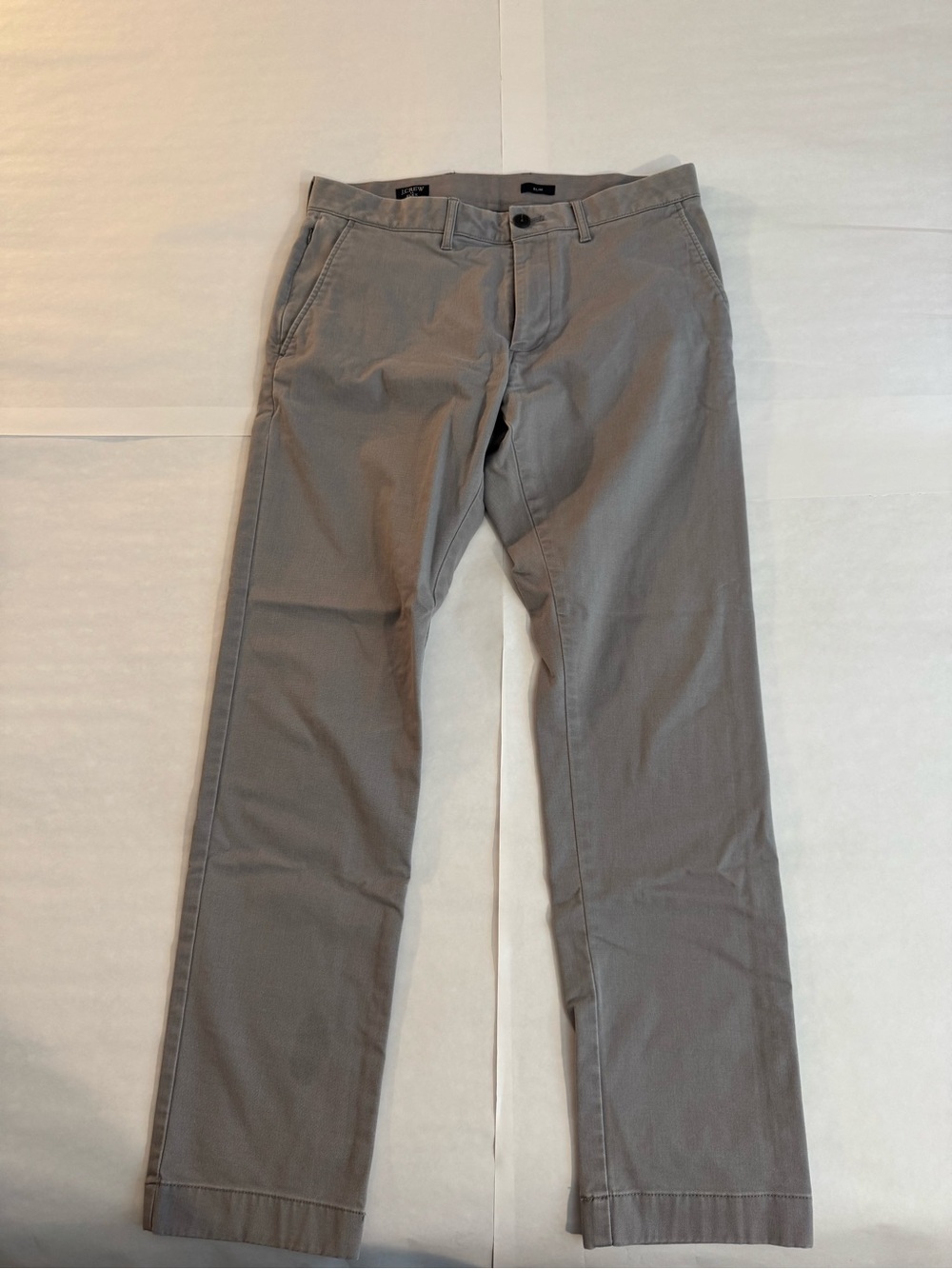 J. Crew Men's Straight Chinos in Light Gray Slim
